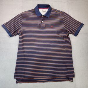 Brooks Brothers Performance Polo Shirt Men's Large Blue Orange Striped Pique S/S